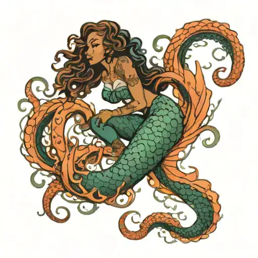 African American Thick Mermaid Full Body Tentacles