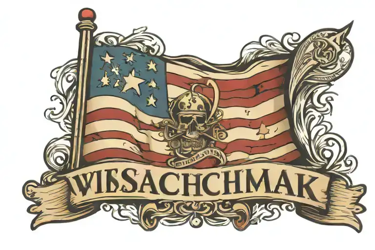 Traditional American Flag With The Word Wischnak