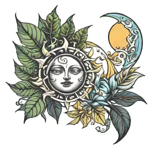 Sun And Moon And Leaves