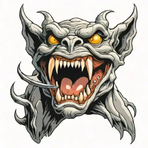 Gargoyle In A Medium Gargoyles Mouth Inside A Large Gargoyle's Mouth