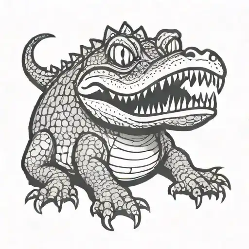 Cartoon Alligator Outline