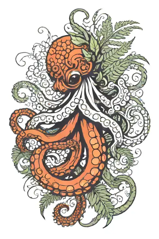 Octopus Made Out Of Ferns