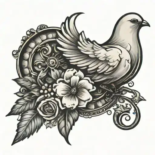 Dove Scroll And Rosary Wrapped