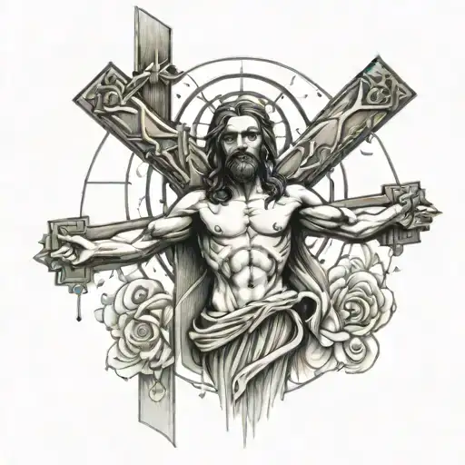 Jesus On The Cross Tattoo Sketch