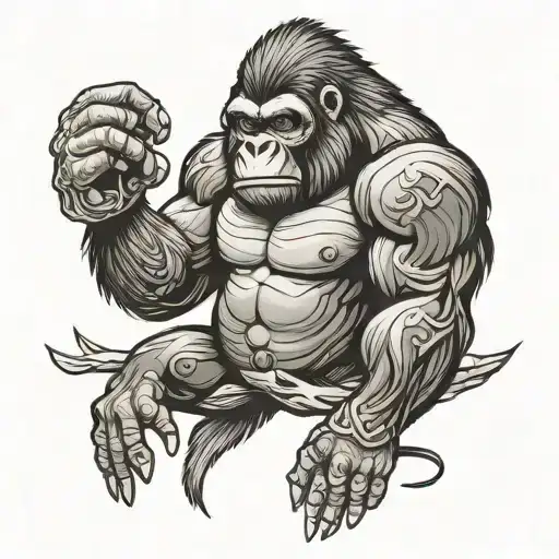 Gorilla And Cobra Tattoo Design