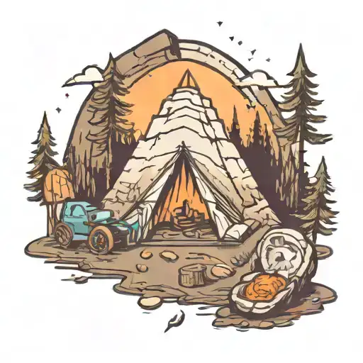 Camping Scene With A Geode