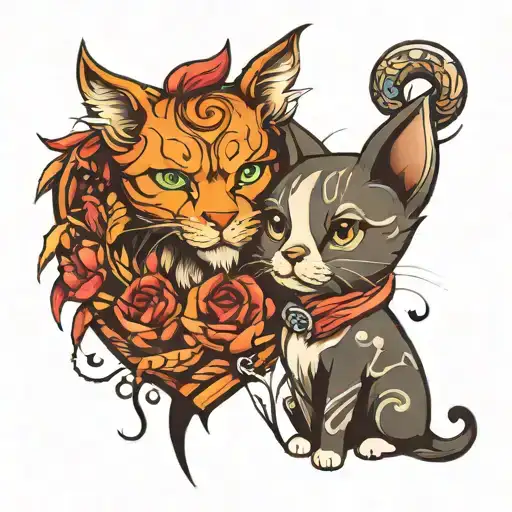 Cat And Dog Heart Shape