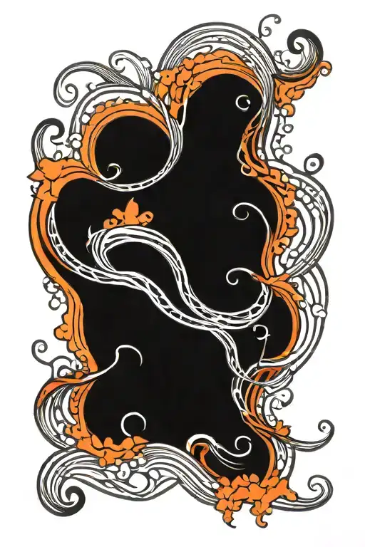 Long Abstract Wavy Line Tattoo Design