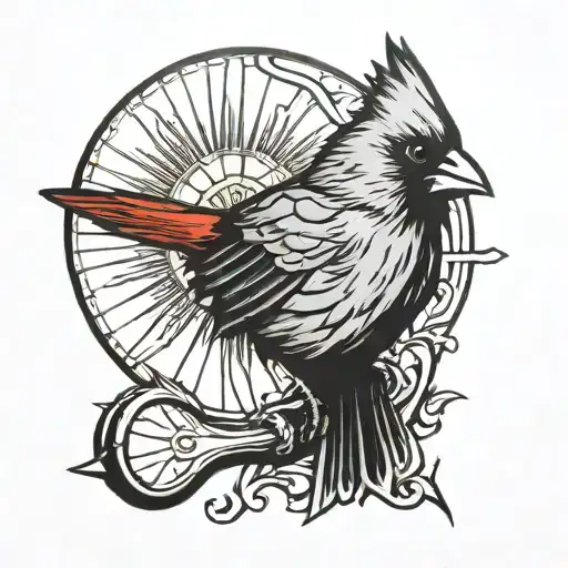 Cardinal Perched Masculine Sun
