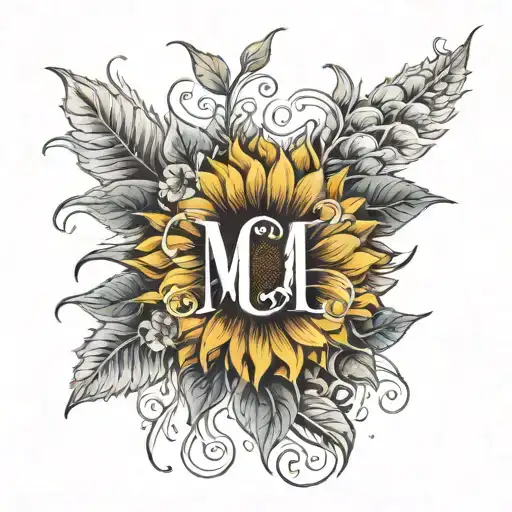 Sunflower With The Initials M Q And S V