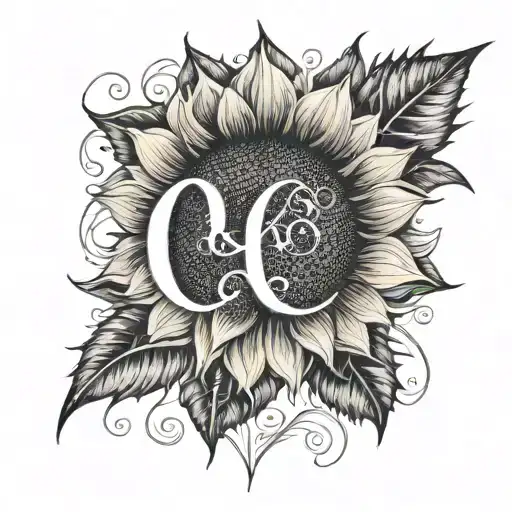 Sunflower With The Initials Qv And Sv Seperated