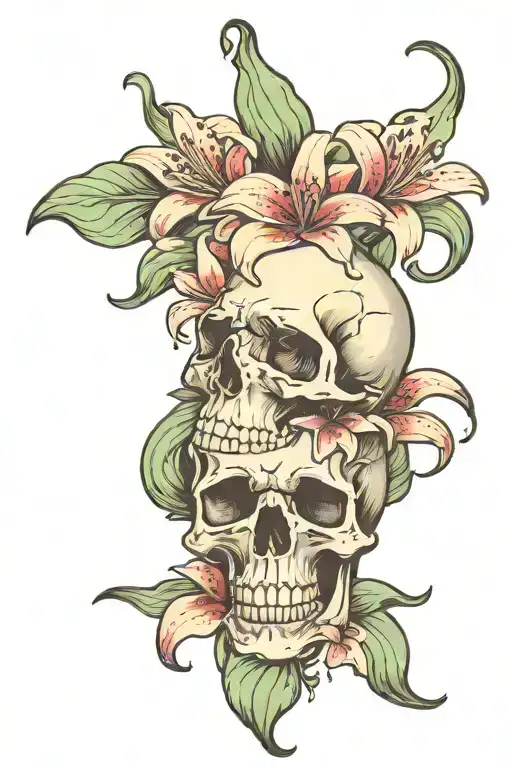 Lily Flower And Skull