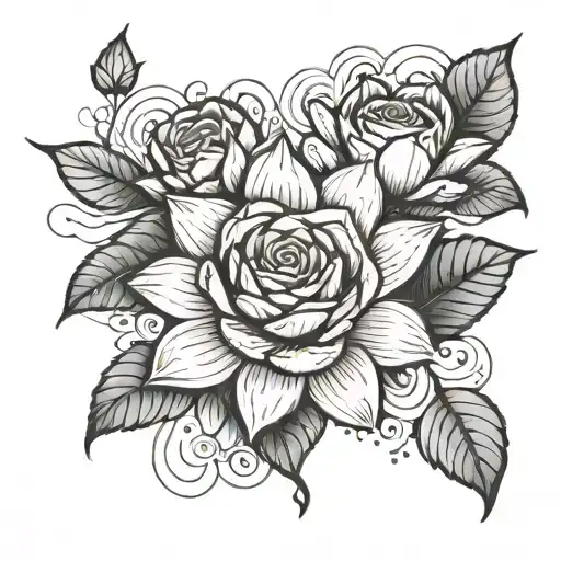 Rose And Water Lily Flower