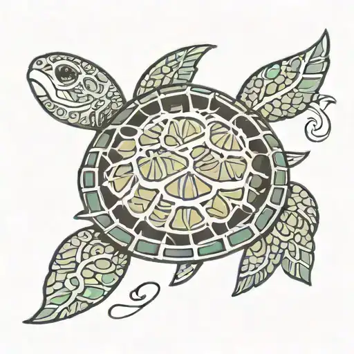 Make A Minimalist Sea Turtle With The Letter B On The Shell