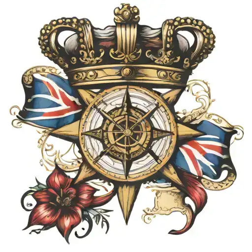 Anchor Crown Union Jack Compass
