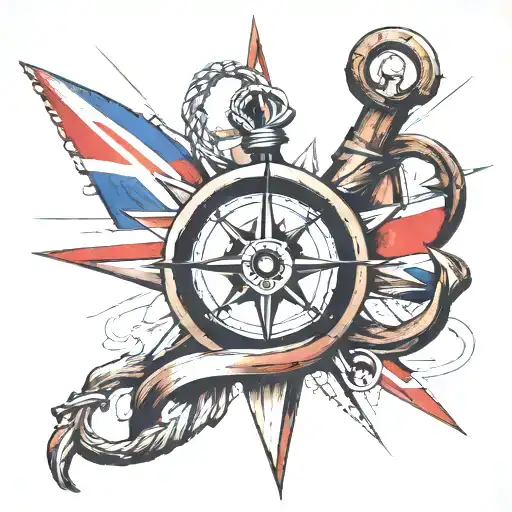 Union Jack Ship Anchor Compass