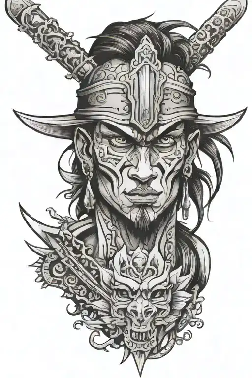 Sasanide Warrior Face Wielding A Sword