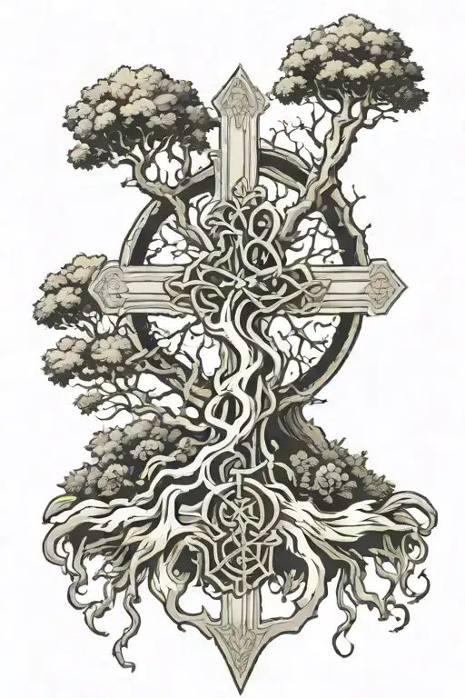 Cross And Tree Growing