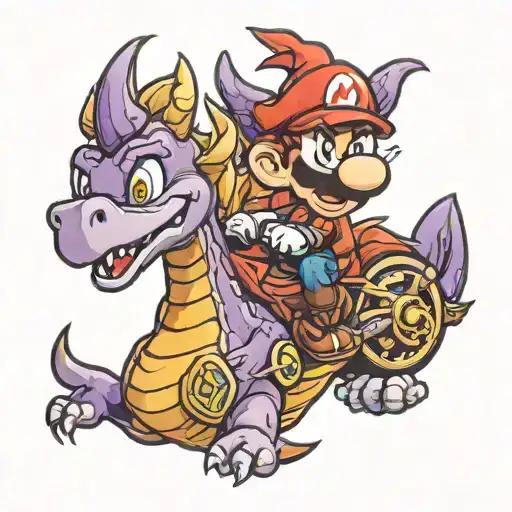 Mario Riding Spyro