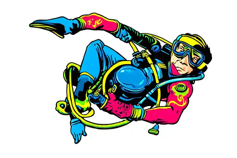 Colorful Scuba Diver No Background Just The Diver