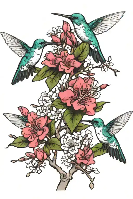 Humming Bird Butterflies Crape Myrtle Tree Flowers