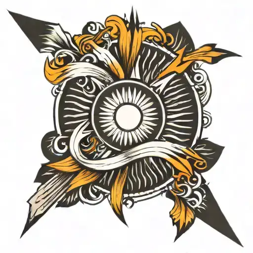 Sun Arrow Long Tattoo For Side Arm