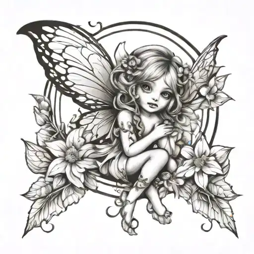Cute Fairy With Arch No Colours