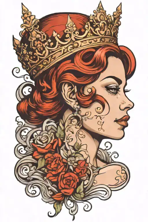 Sensual Lady Head With A Diamond Crown