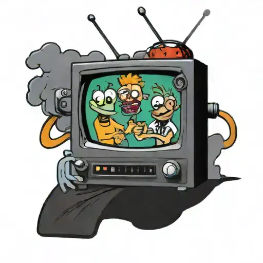 90S Cartoon Tv With Nick &Jonny Show Inside