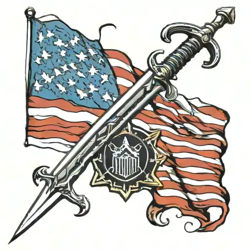 American Flag With Army Sword