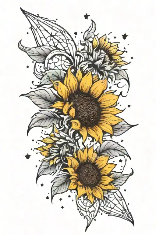 Sunflowers With A Galaxy Background