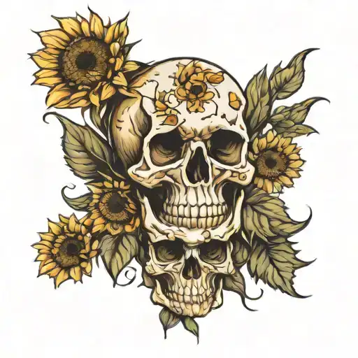 Skull And Sunflowers