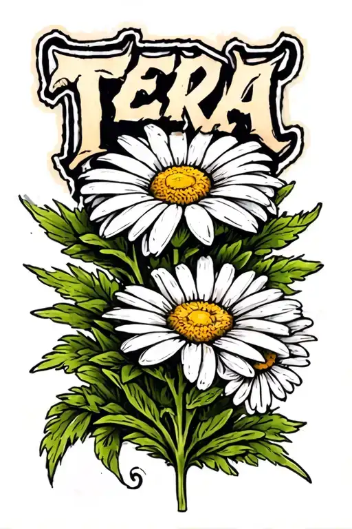 Daisy Flower On Wrist And Then The Name Tera Above It