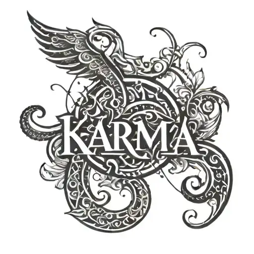 Karma Letters With Black Lines Dark Spots On