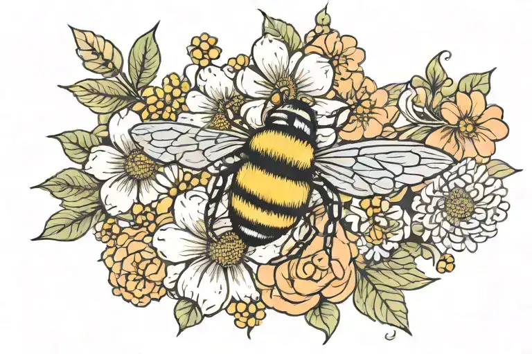 Bumble Bee Flowers Curved