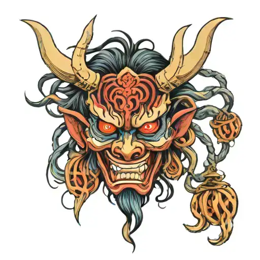 Full Color Hannya Mask With Dreadlocks