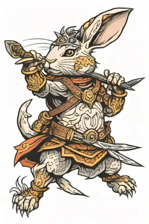 Bunny Warrior Wielding A Spear