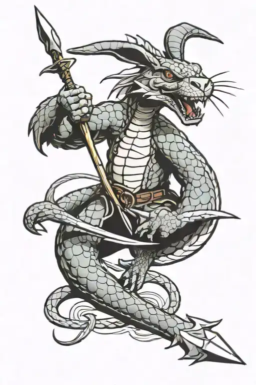 Jormungandr Snake Attack Warrior Rabbit Holding A Spear