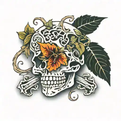 Vine Growing Out Of Skeleton