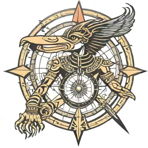Egyptian God Thoth Surrounded By Compass