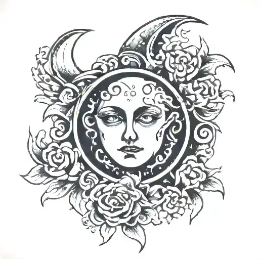 Moon Tattoo In A Tarrot Card