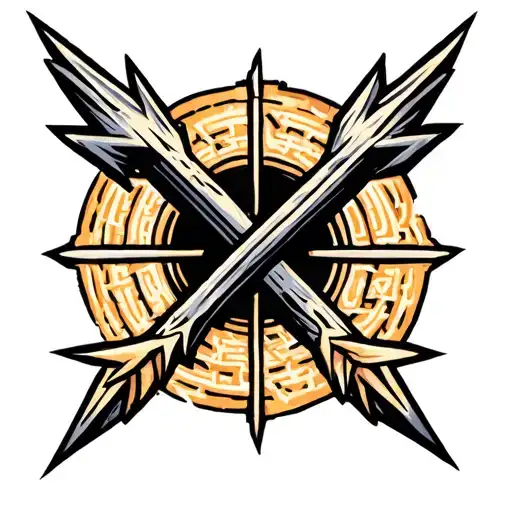 Arrow Surrounded By Lightning Greek Style