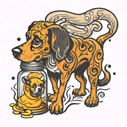 Dog With A Jar Of Honey