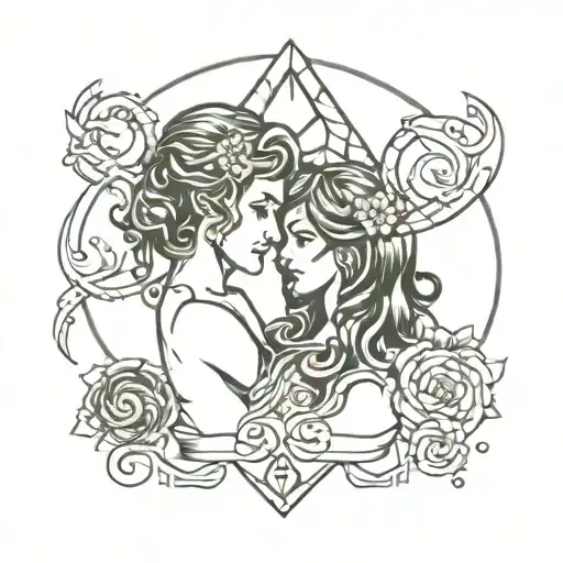 Aquarius And Gemini Tattoo Design Incorporating Date