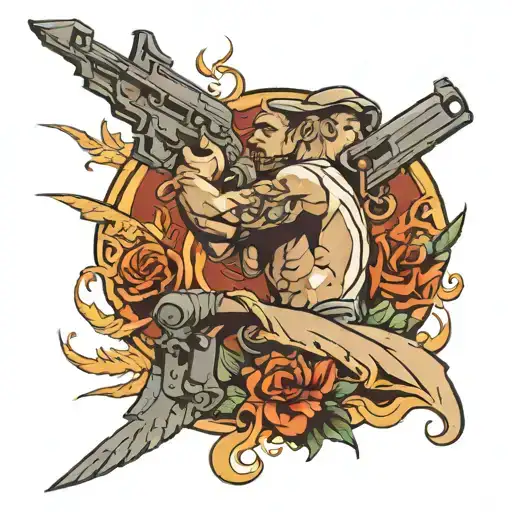 An Angle Fighting With Gun Surrounded