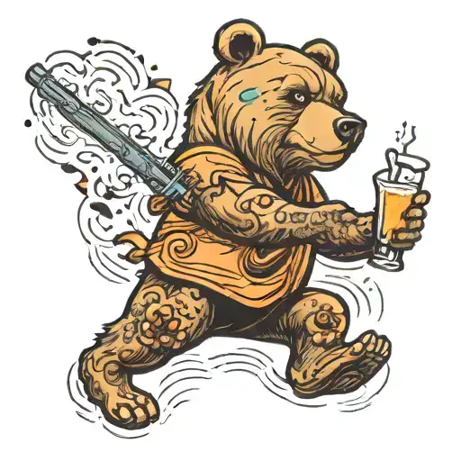 Bear Throwing Molotowcocktail