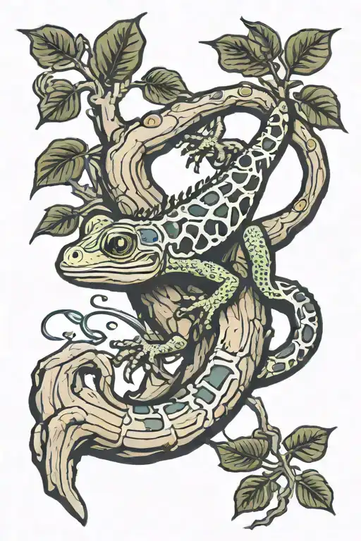 Sleeve Tree Bark Gecko Climbing Up It