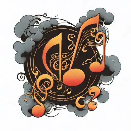 Music Notes Twisting In Clouds Forming Its Shape