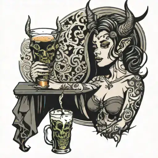 Woman And Demon Drink Coffy