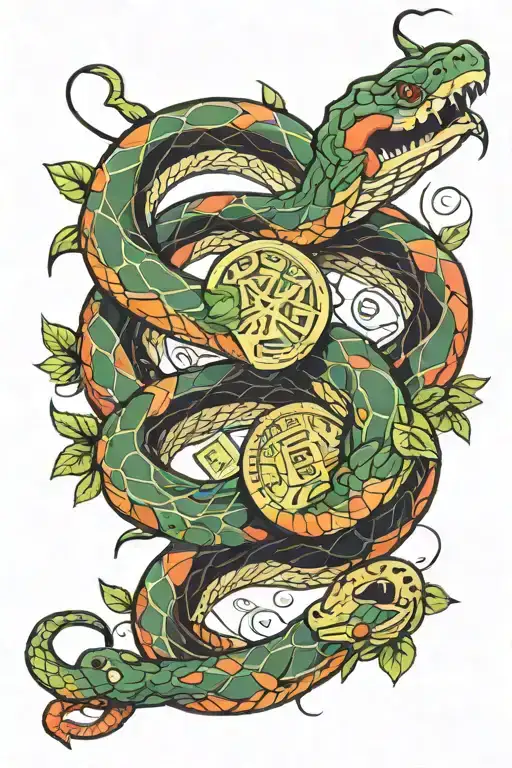 Anime Colored Snake With Money